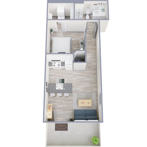 Floor plan for studio, 1 bath, 560 sqft